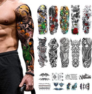 Tatuaggi temporanei - 10 fogli per intera braccia - 8 fogli per metà manica - Stickers di tatuaggio idrorepellenti - Diversi stili - Dimensioni 48 x 18 cm