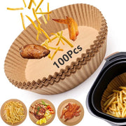 Frittura aeree in carta 100 pezzi - Impermeabile - Olio resistente - Antiscivolo - Forme rotonde - 4,5 cm bordi alti - Carta per forno