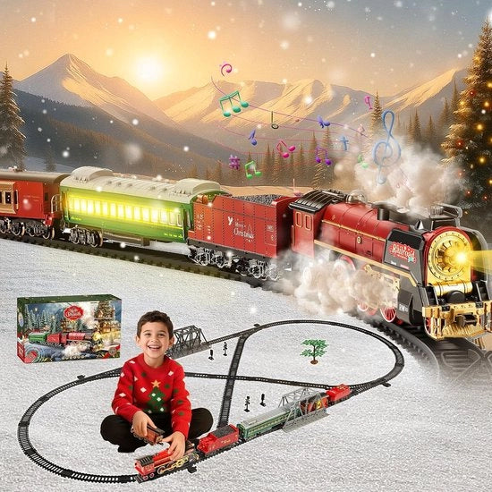 Treno elettrico di Natale - Treno di Natale elettrico - Treno intorno all'albero di Natale - Decorazione di Natale a vapore - Treno giocattolo di Natale - Treno di Natale con luce e suono - Decorazione di Natale - Accessori del villaggio di Natale