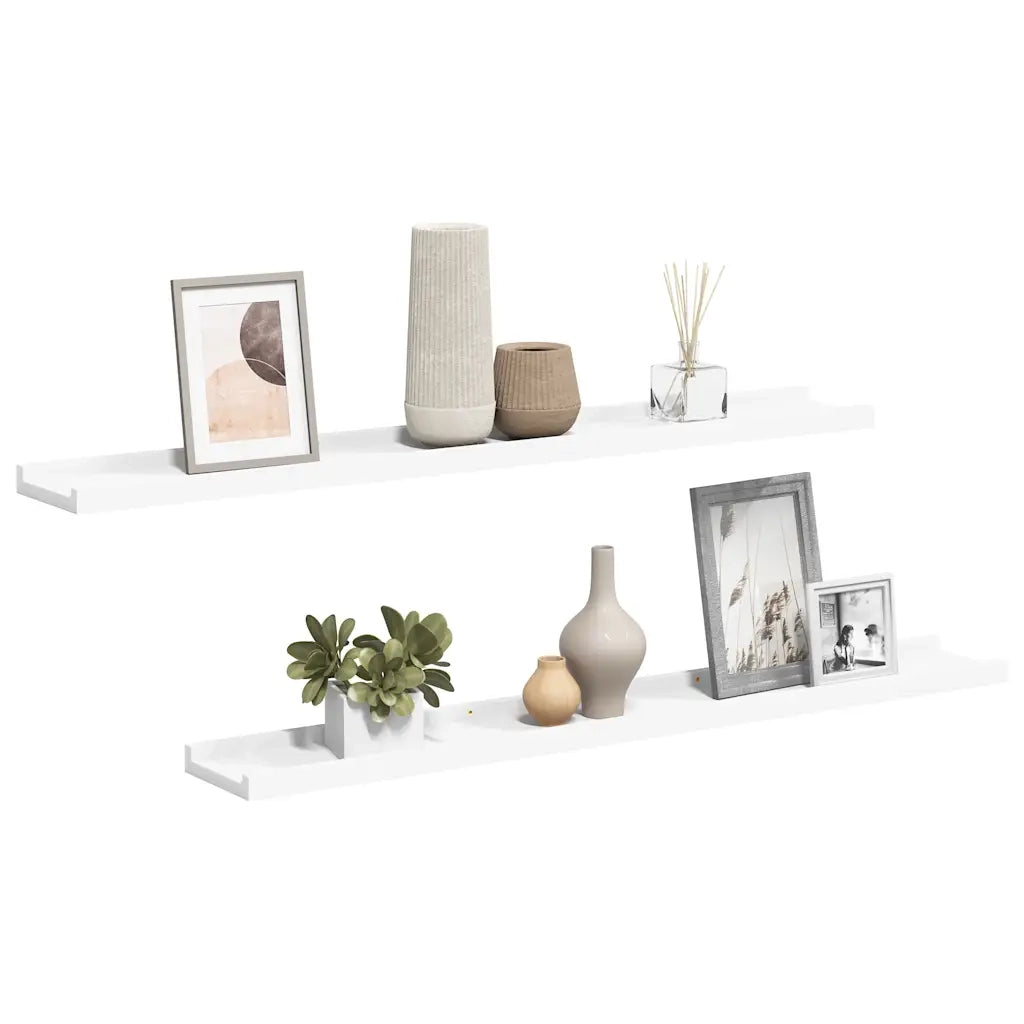 Mensole con Sporgenza 2 pz Bianche 80x9x3 cm MDF 323930