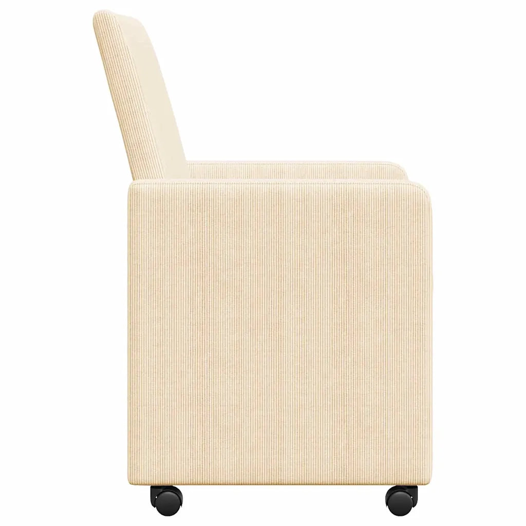 Sedie da Pranzo con Ruote con ruote 2 pcs Crema 57 x 66 x 94 cm 42017803