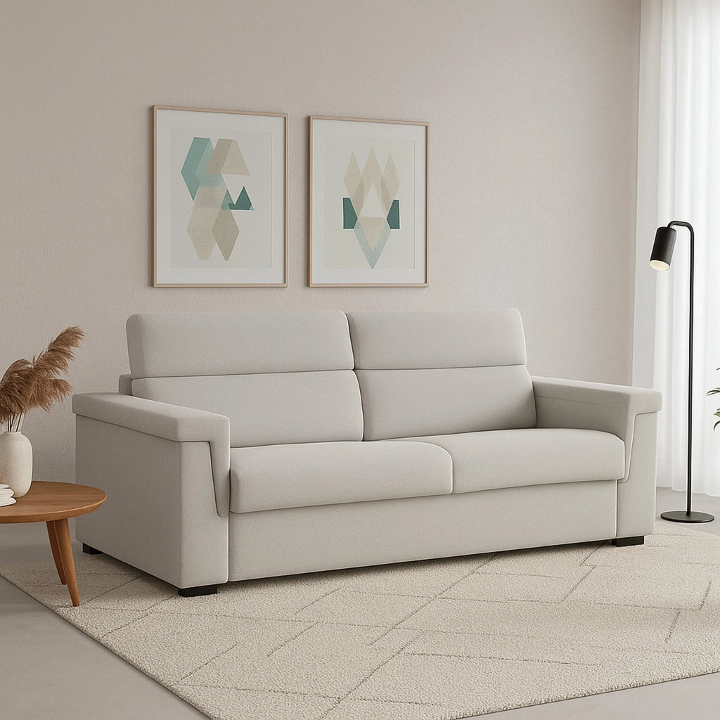 Cantu, Divano Fisso 3 Posti Sfoderabile Made in Italy, 225x95 cm Grigio Chiaro