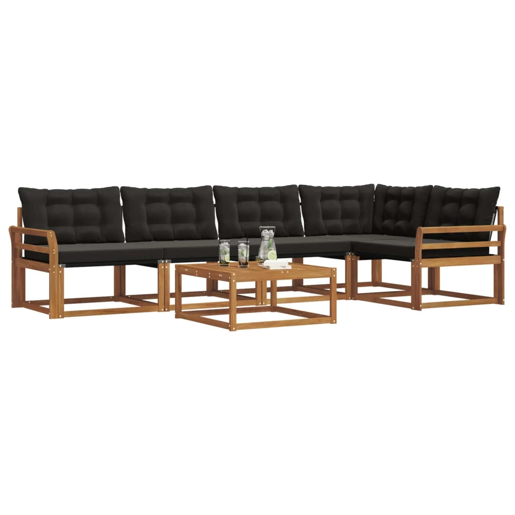 Set di divani da esterno con cuscino 6 pcs Naturale e Nero 3369483