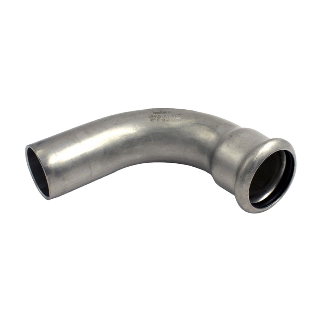 RACCORDO CURVO 90  ° A PRESSARE IN ACCIAIO INOX MASCHIO FEMMINA SERIE INOXPRES UNIKO -  EE ¸22  - RMR