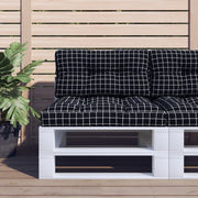 Cuscino per Pallet Motivo a Quadri Nero 70x40x12 cm in Tessuto 360595