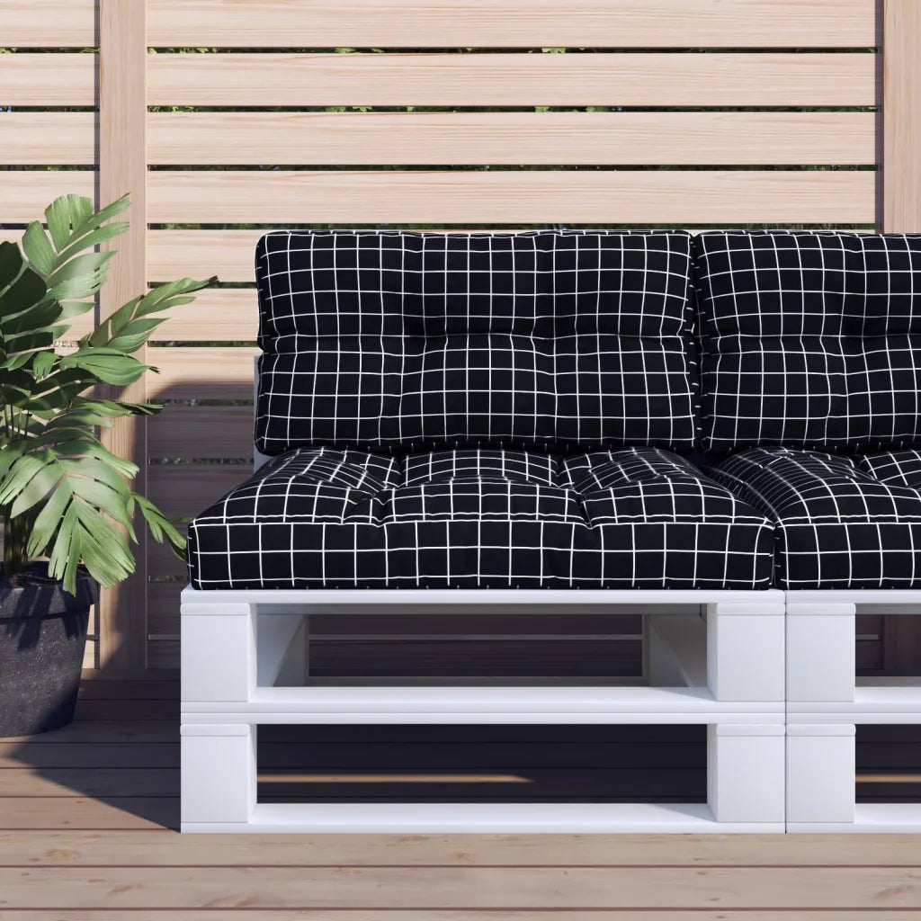 Cuscino per Pallet Motivo a Quadri Nero 70x40x12 cm in Tessuto 360595
