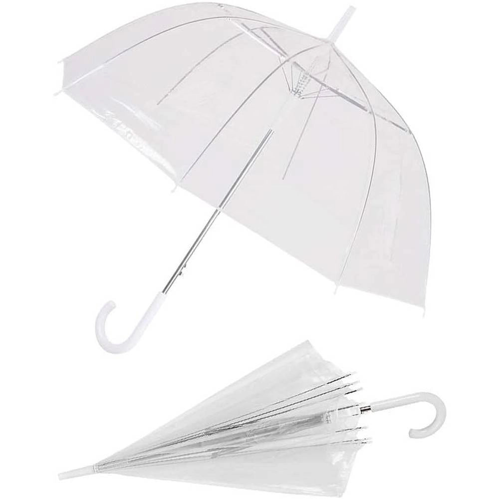 Trade Shop - Ombrello Trasparente A Cupola Automatico 90cm In Pvc Protezione Sole E Pioggia -