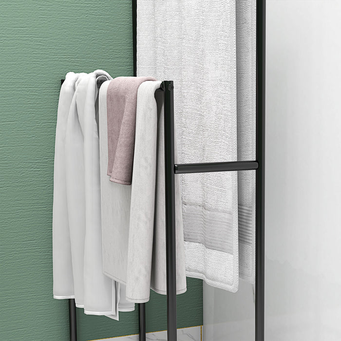 Portasciugamani da Terra a 2 Bracci Autoportante 66x20x110 cm in Metallo Nero
