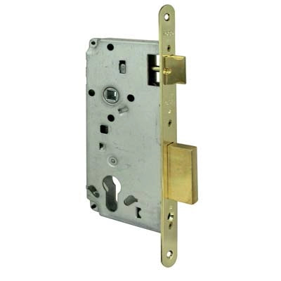 SERRATURA LEGNO INFILARE 5C631 LOGO  B.TONDO OTTONATO F.MM 22  F.SAGOM M2+SCR E.MM 70
