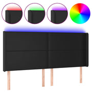 Testiera | Testata a LED Nera 183x16x118/128 cm in Similpelle
