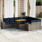 Set Divano da Giardino 10 pz con Cuscini Grigio in Polyrattan 3327421