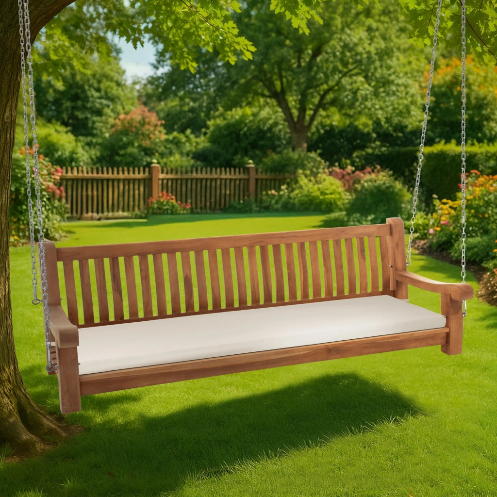Panca a dondolo Joyce con cuscino seduta 200 cm + teak 1