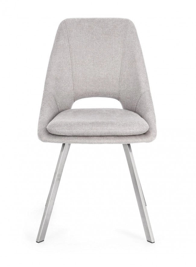 Set 2 Sedie 45x49,5x85 cm Kashar in Tessuto Grigio Chiaro