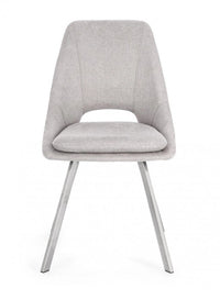 Set 2 Sedie 45x49,5x85 cm Kashar in Tessuto Grigio Chiaro
