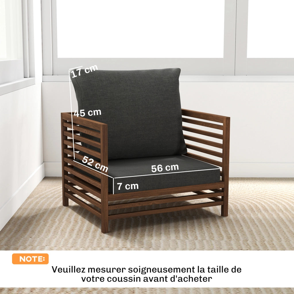 Set di 4 cuscini per divano da giardino ¨C zephmum ¨C grigio scuro 56x52x7cm 56x45x17cm