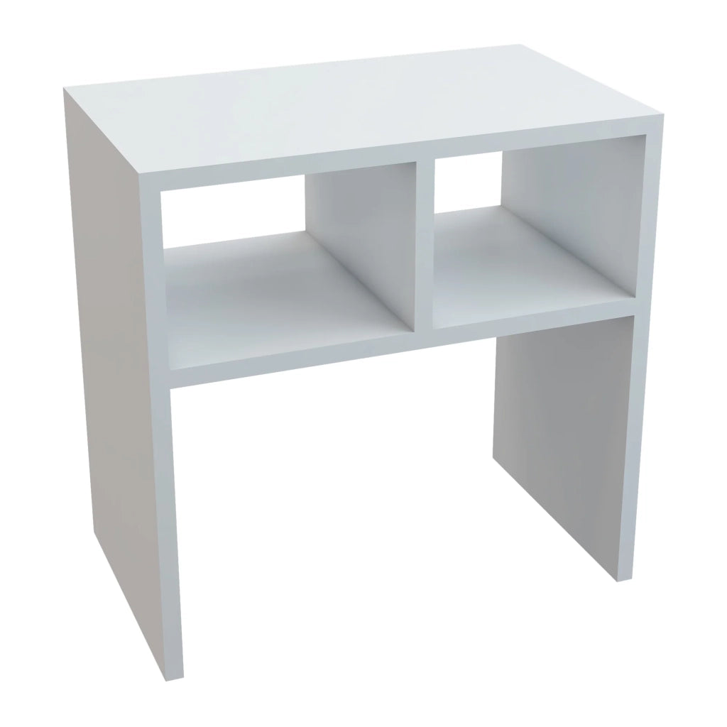 Tavolino rettangolare con 2 scomparti portaoggetti 50 x 50 x 30 cm bianco 03_0008633