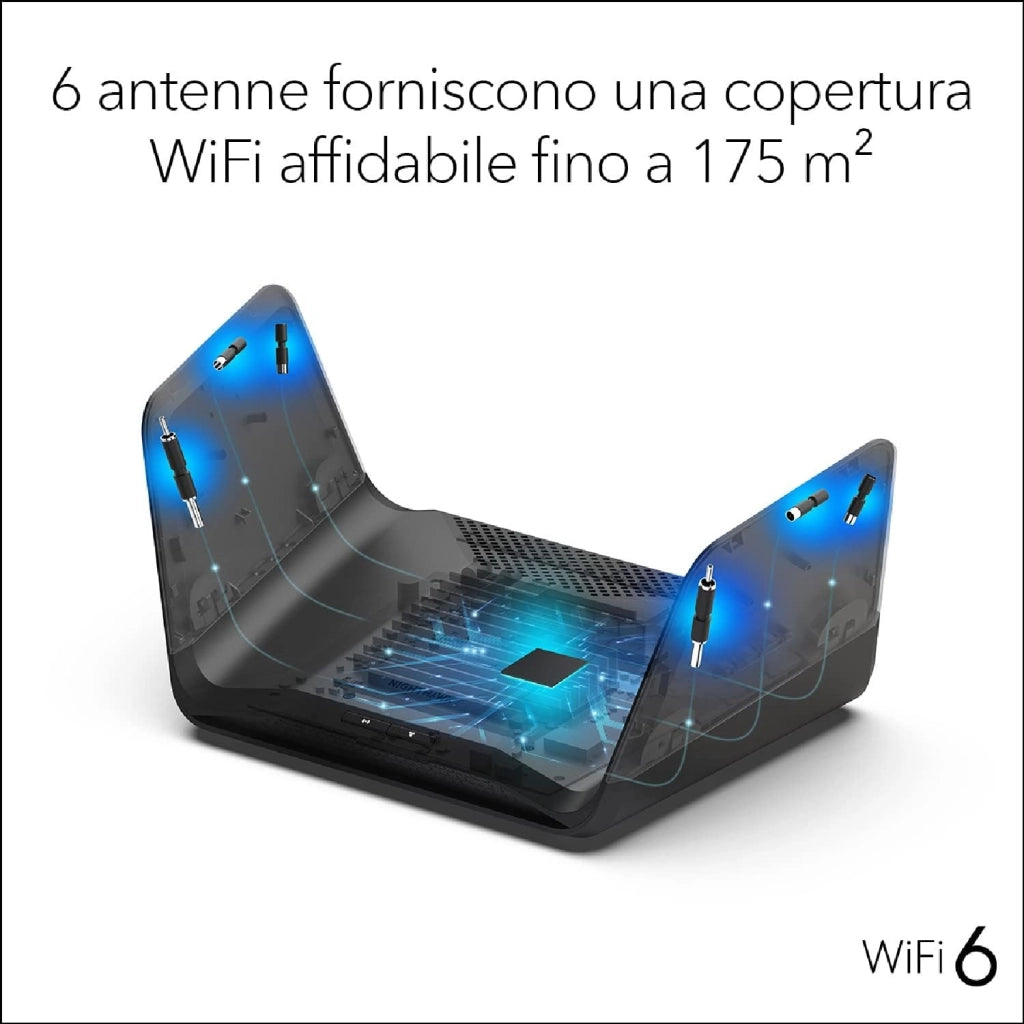 Nighthawk Router WiFi 6 (RAX70), Dual-Band Velocità Wireless AX6000 (fino a 6.6 Gbps), Copertura fino a 175 m2