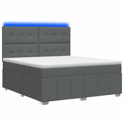 Letto Box Spring LED con Materasso Grigio Scuro 140 x 200 cm 3455620