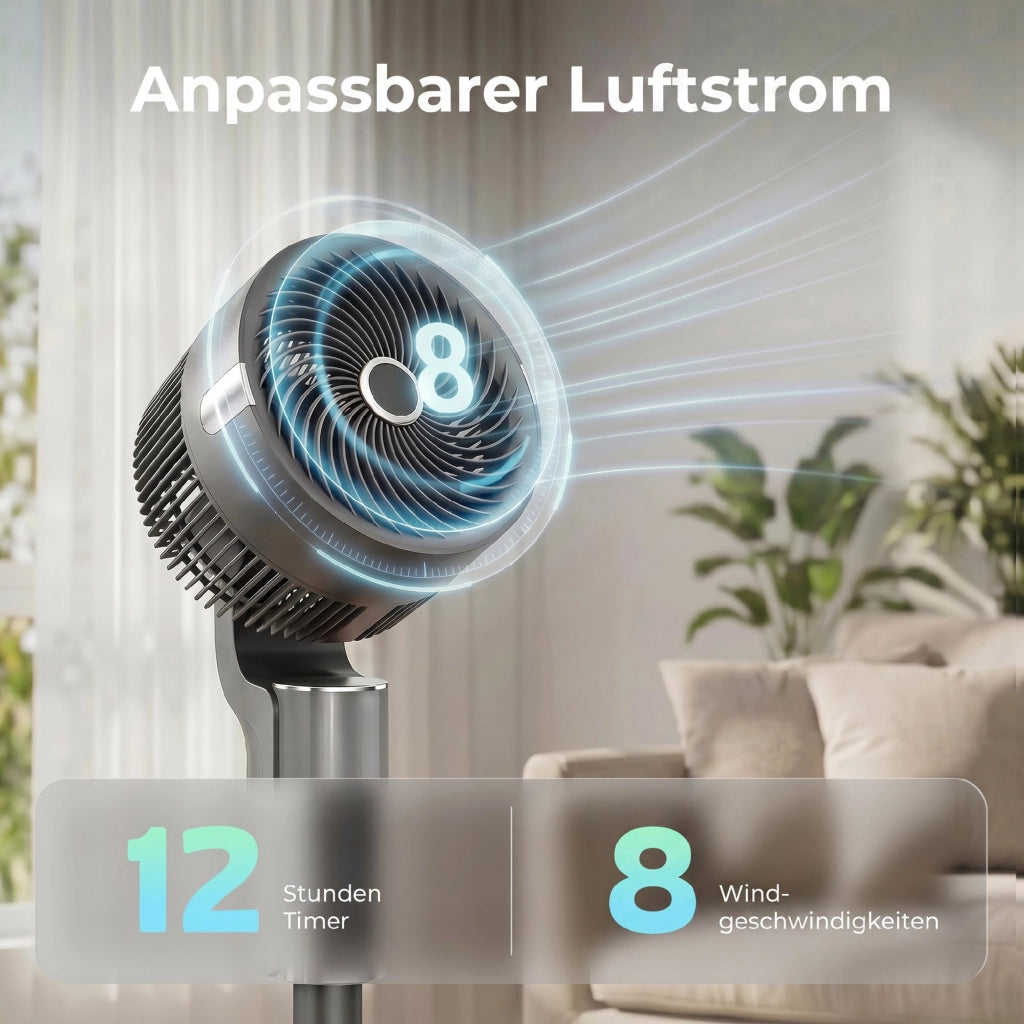 Ventilatore da pavimento con telecomando e timer ¨C zephmum ¨C Grigio 8 velocit¨¤ oscillante