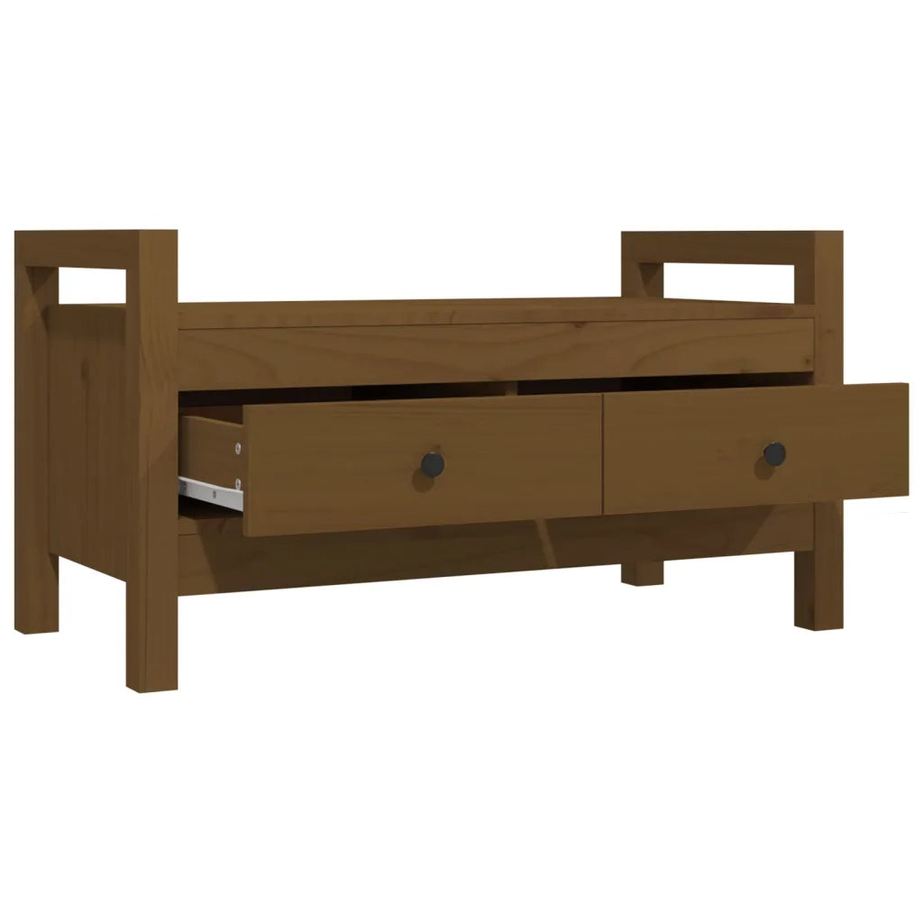 Panca da Ingresso Ambra 80x40x43 cm in Legno Massello di Pino 821787