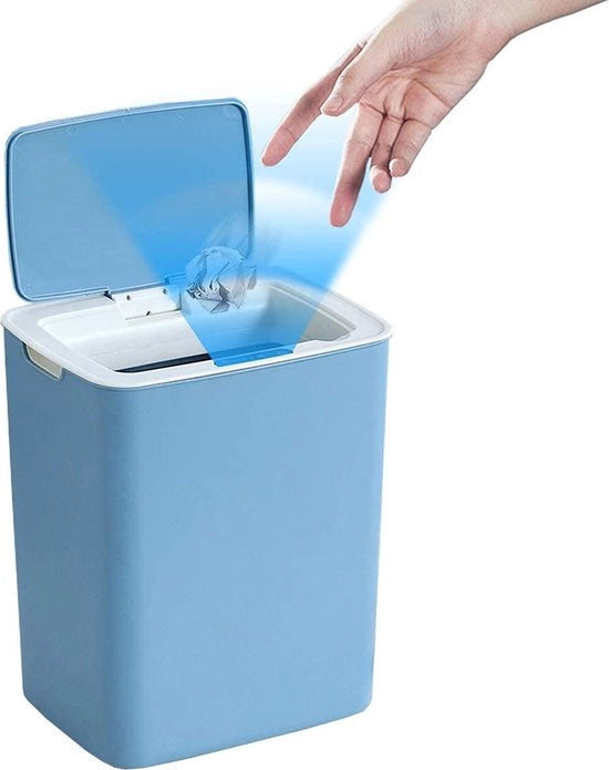 Contenitore per Rifiuti Touchless con Sensore di Movimento Infrarosso 14L Piccola Scatola per Cucina - Contenitore di Rifiuti Senza Contatto in Plastica - Sensore Quadrato per Contenitore di Rifiuti con Coperchio per Bagno