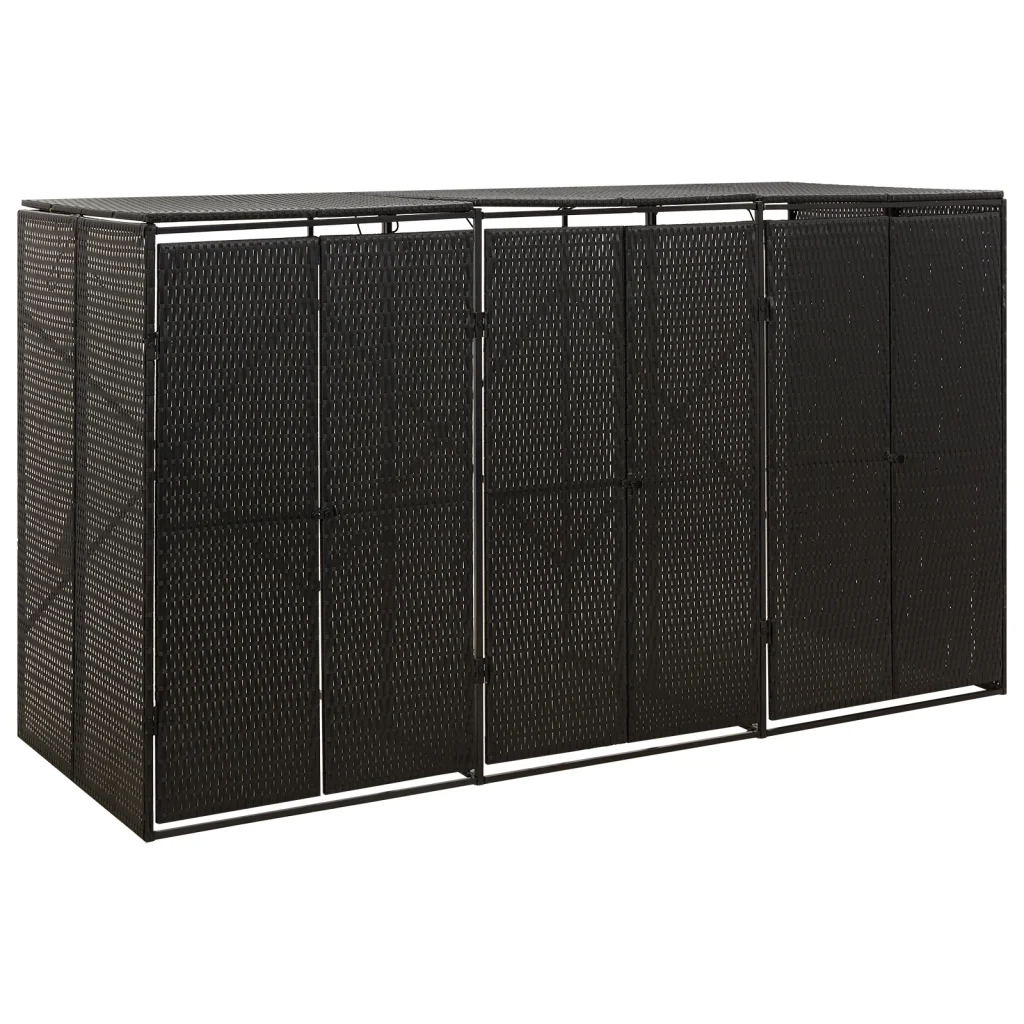 Copribidone Triplo Nero 207x80x117 cm in Polyrattan 319862