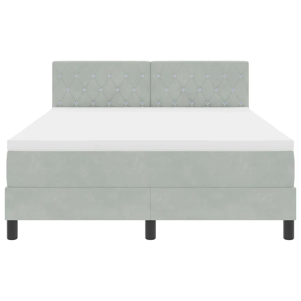 Letto a Sorgente LED con led Grigio chiaro 160 x 200 cm Velluto