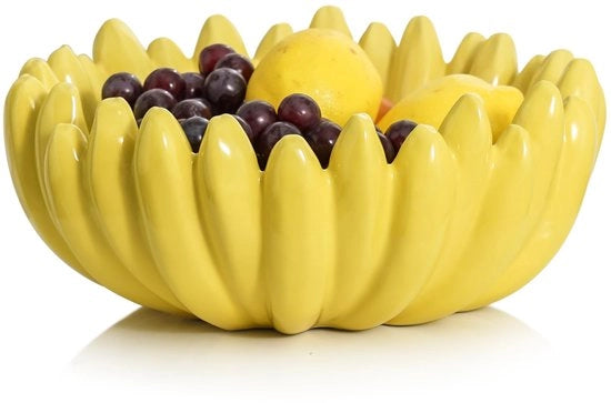 Ceramica grande a forma di banana per frutta da collocare sul bancone - 25,4 cm (10 pollici) - piatto per frutta, scala per pesare da collocare sul tavolo da pranzo, punto decorativo da collocare sul bancone o sul tavolo da pranzo.