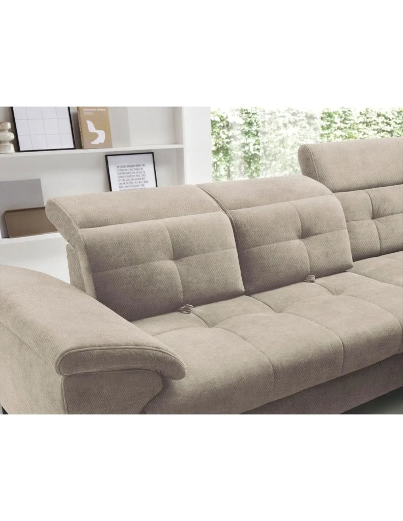 Divano ad angolo Beige 5 posti angolo destro salotto familiare INFERNO