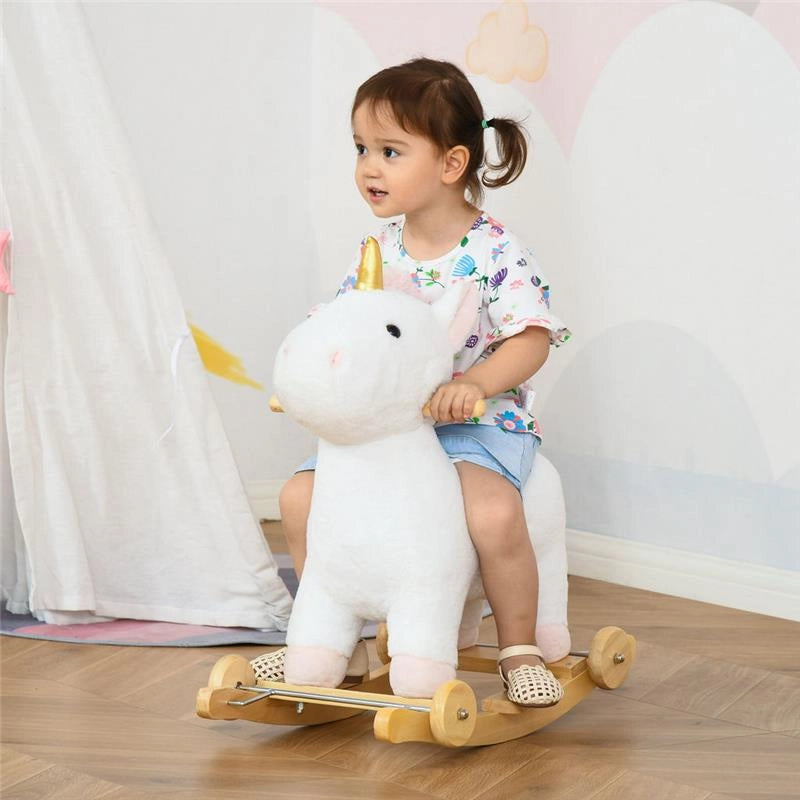 CAVALLO A DONDOLO A FORMA DI UNICORNO BIANCO