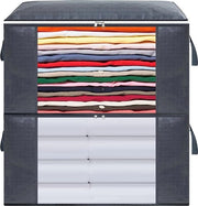 2 pezzi, coperta da letto pieghevole, contenitori di stoccaggio con manico robusto per coperte da letto, abiti, coperte, cuscini, trapunte (grigio)