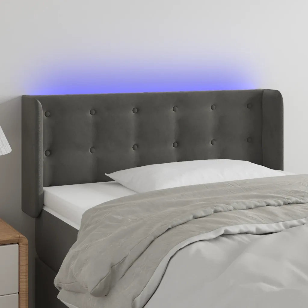 Testiera | Testata a LED Grigio Scuro 83x16x78/88 cm in Velluto