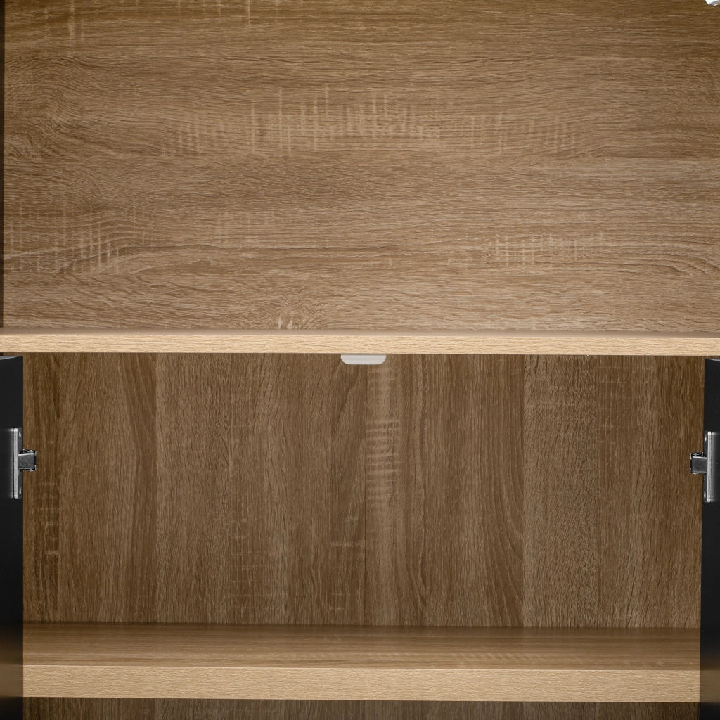 Credenza con 3 vani e ripiano regolabile; LED - per cucina - 76.2×40.1×180 cm - nero