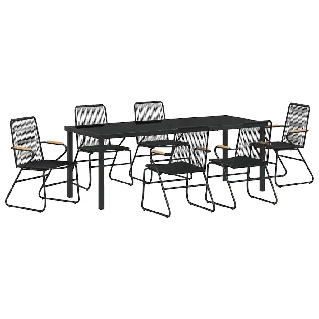 Set da Pranzo per Giardino 7 pcs Nero 3379175