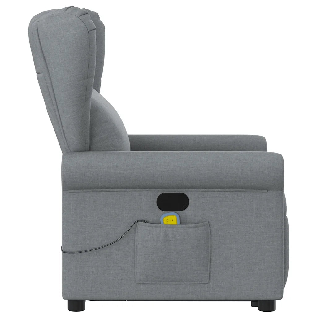 Poltrona | Sedia Relax Alzapersona Massaggi Reclinabile Grigio Chiaro Tessuto