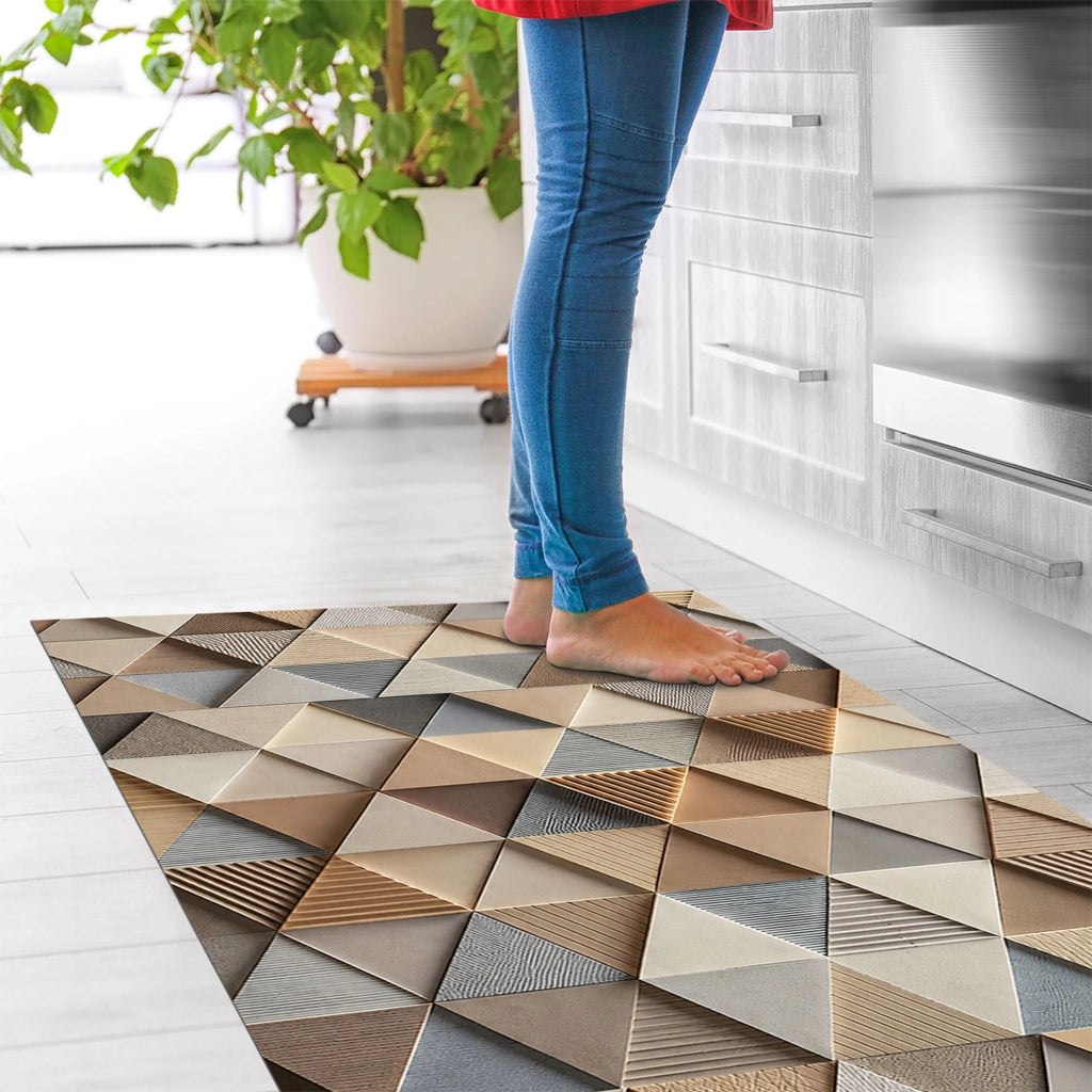Tappeto passatoia fantasia made in Italy antiscivolo lavabile aderente triangoli multicolore 50x200cm - Triangle Beige