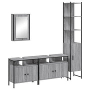 Set Mobili da Bagno | Armadio da bagno 4 pz Grigio Sonoma in Legno Multistrato