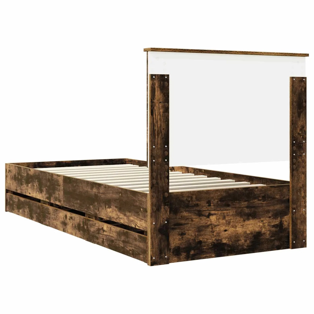 Struttura del letto con cassetto Rovere fumé 90 x 190 cm 3409500