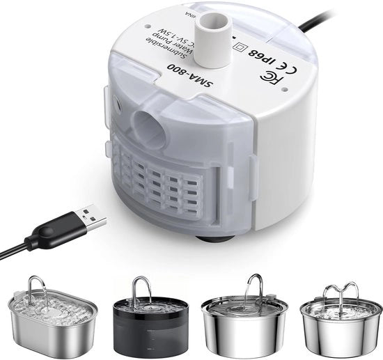 Pompa di Sostituzione per Fonte d'Acqua per Animali, 3,2 L, in Acciaio Inox, Silenziosa 30dB