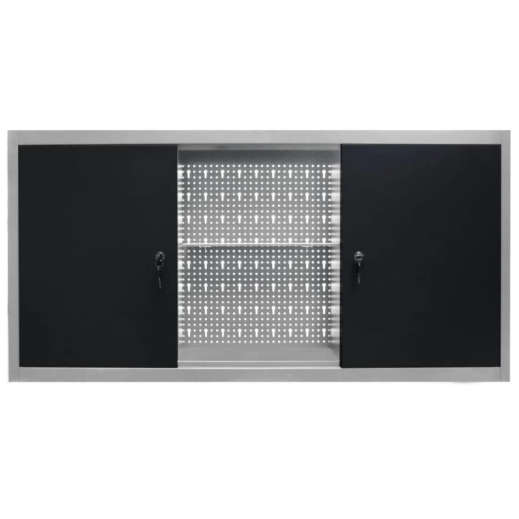 Armadio portautensili a parete armadio portaoggetti organizer per utensili contenitore per martelli e pinze metallo 120 cm grigio e nero 02_0003809