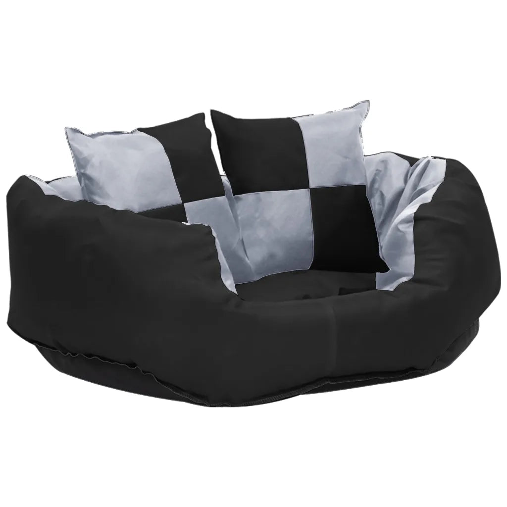 Cuscino per Cani Reversibile e Lavabile Grigio Nero 65x50x20 cm 171207