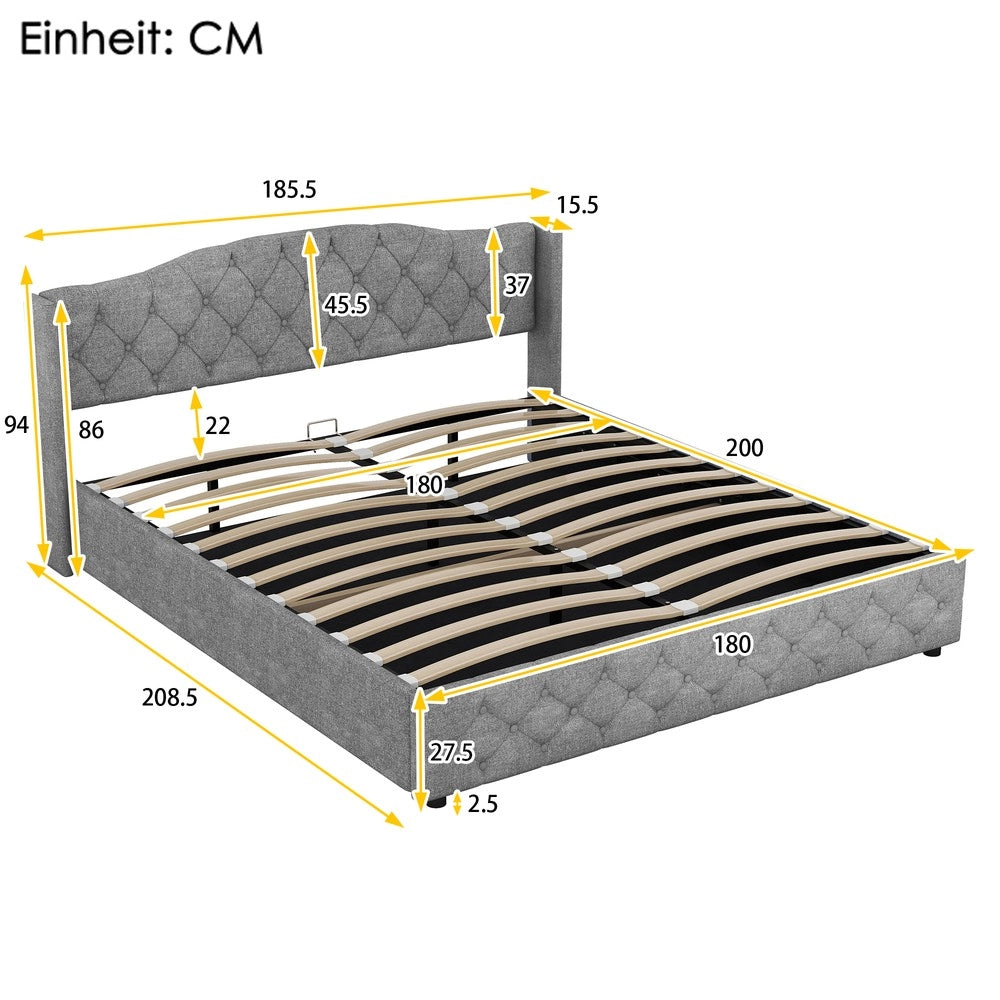 Letto Contenitore Idraulico 180x200 ¨C Xylo ¨C Grigio