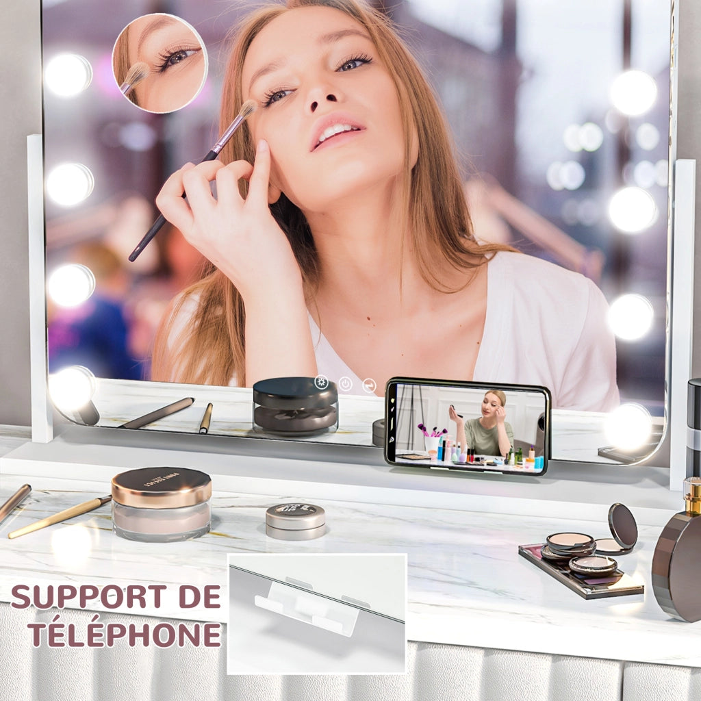 Specchio da trucco LED con ingrandimento ¨C zephmum ¨C 63x50 cm