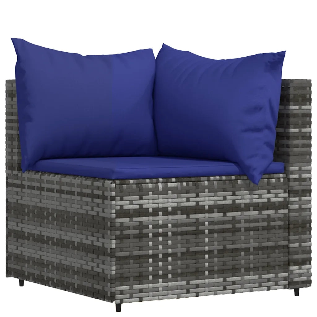 Set Divani da Giardino 3 pz con Cuscini in Polyrattan Grigio 319846