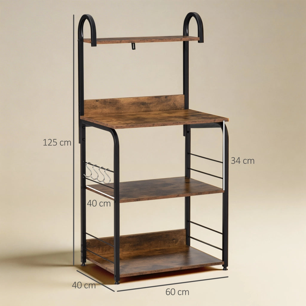 Scaffale cucina 3 ripiani in legno effetto mogano ¨C Xylo ¨C struttura metallo 60x40x125 cm