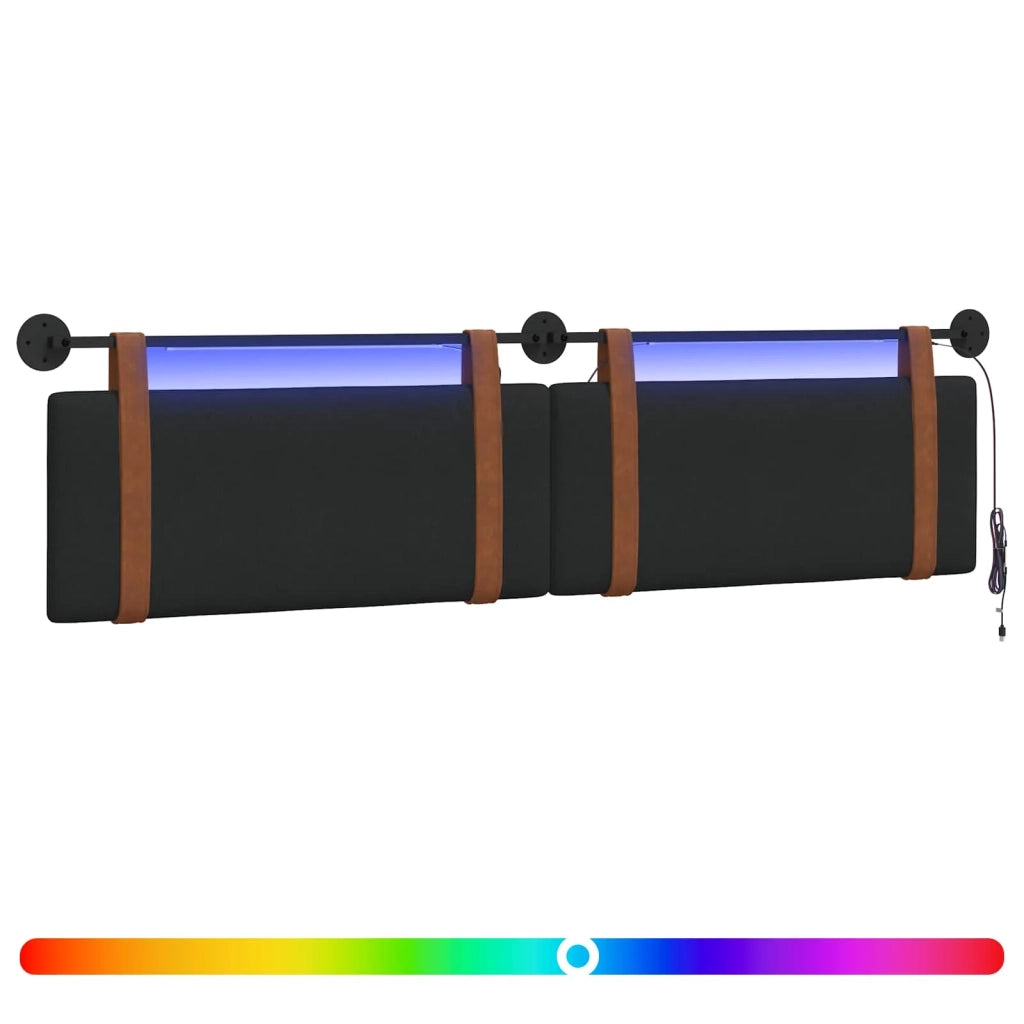 Testiera sospesa Con luce LED Nero PU Antico 3424046