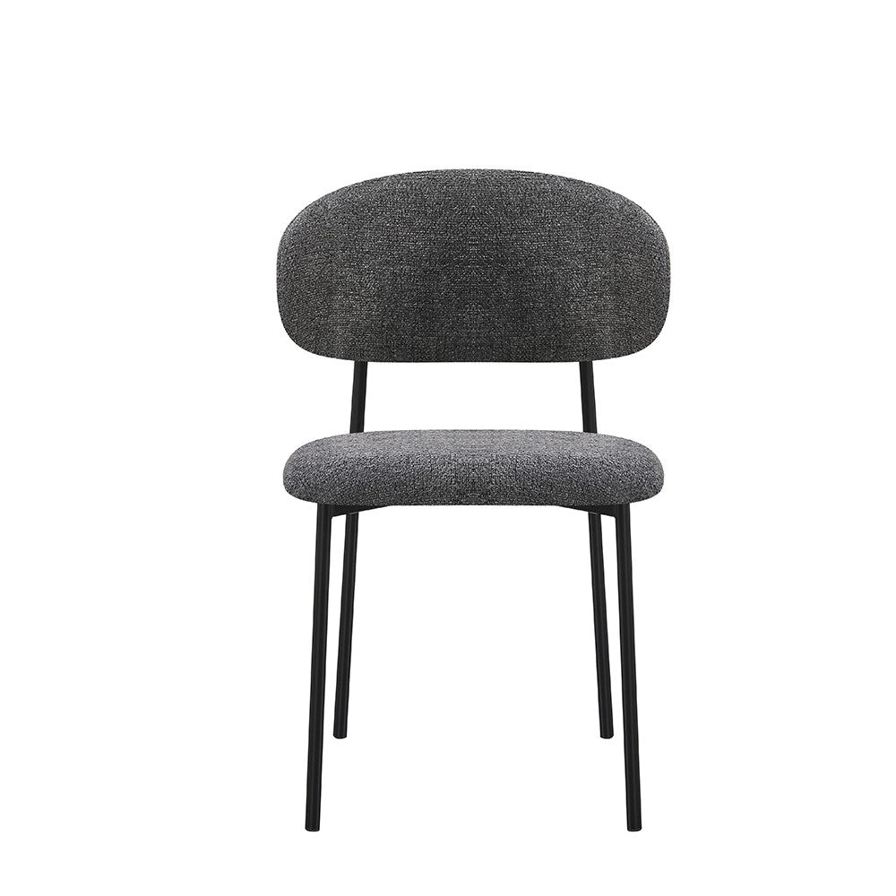 Set 4 Sedia Judit in Tessuto Effetto Teddy grigio con Gambe in Metallo Nero