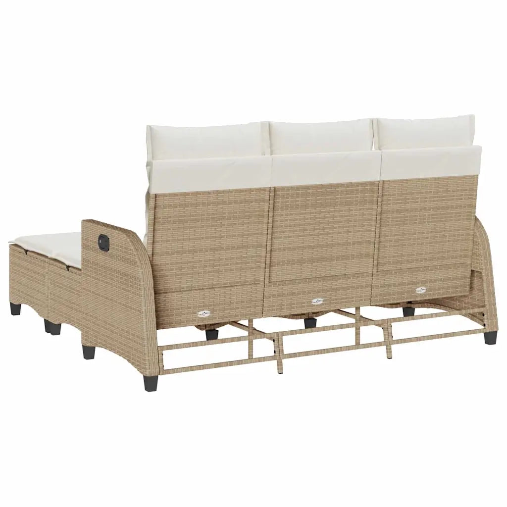Set Divano da Giardino 3 pz con Cuscini a L Beige in Polyrattan 3328642