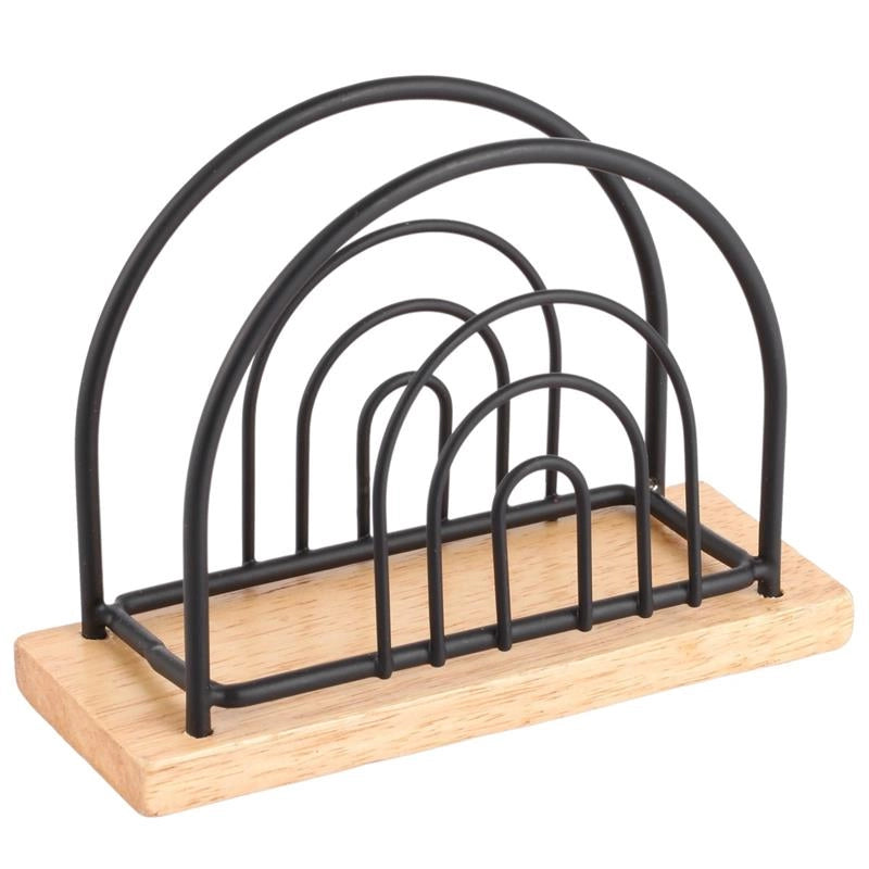 MAURY'S WOODY PORTA TOVAGLIOLI NERO CON BASE IN LEGNO SLIM