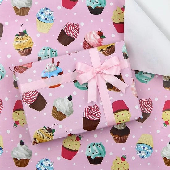 Pacco di regalo per compleanni - 6 fogli - 80 g/mq - carta riciclata - confezione 20x28 cm